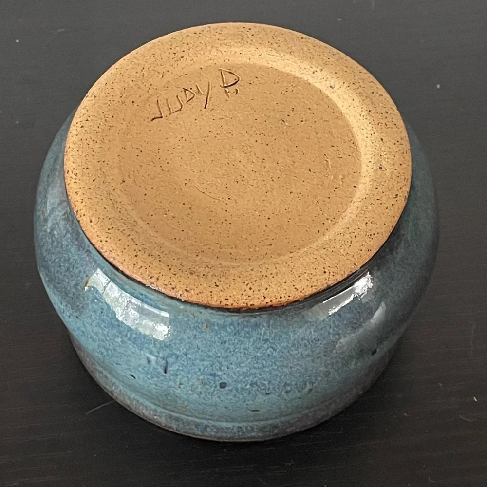 $10 SALE Handcrafted Blue Ceramic Candy Dish Trinket Holder Jewelry Speckle